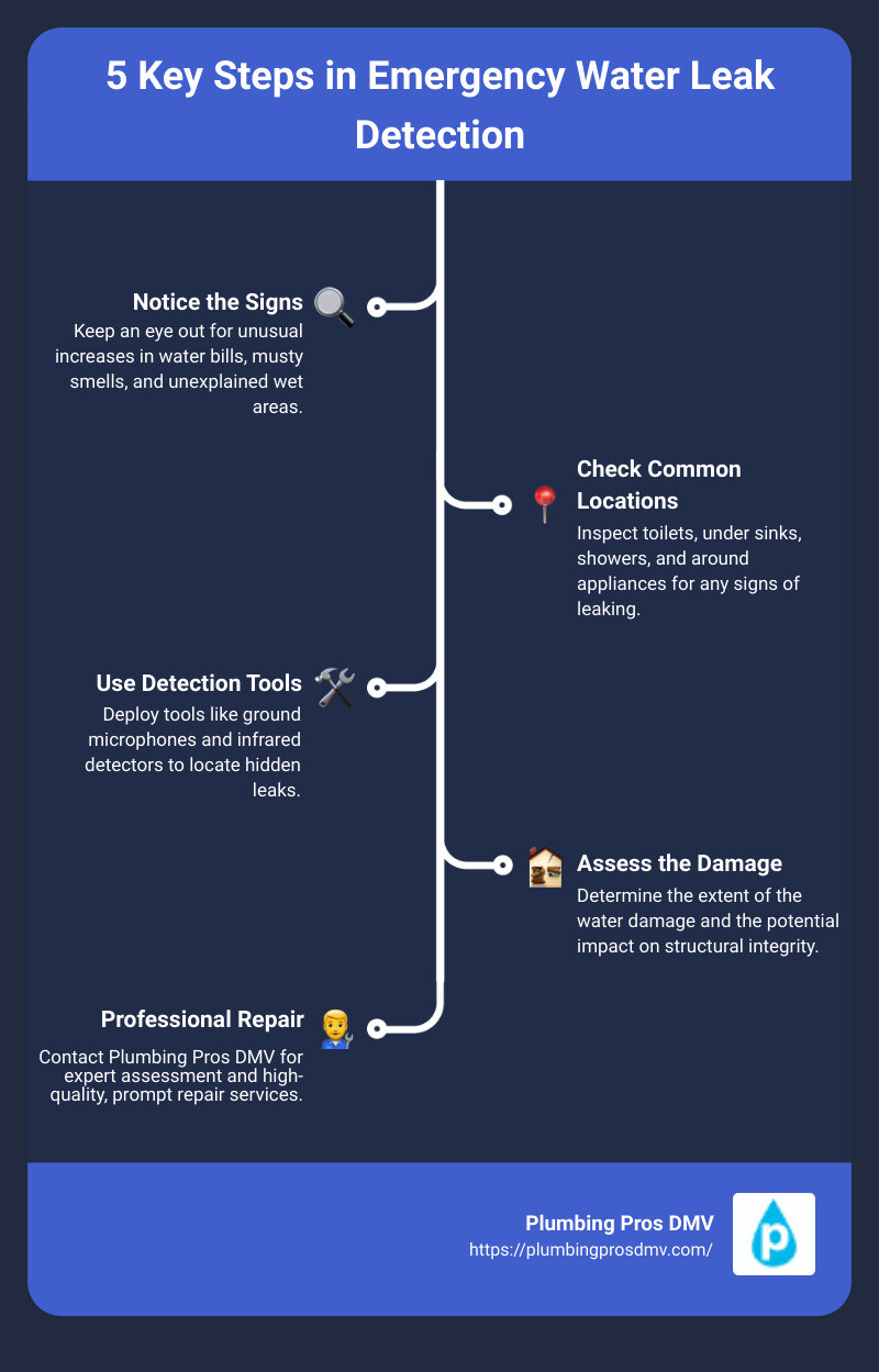 Infographic on Water Damage - emergency water leak detection infographic infographic-line-5-steps