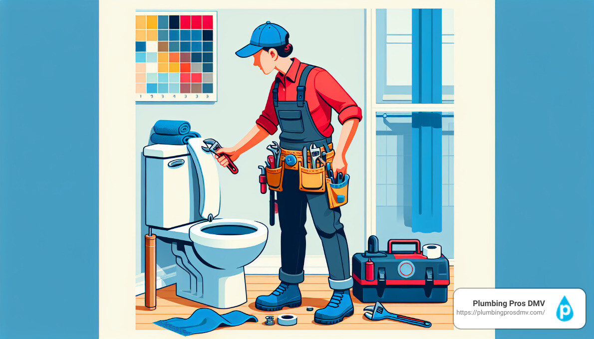 Expert plumber inspecting a toilet - clogged toilet repair Manassas, VA Expert plumber inspecting a toilet - clogged toilet repair Manassas, VA