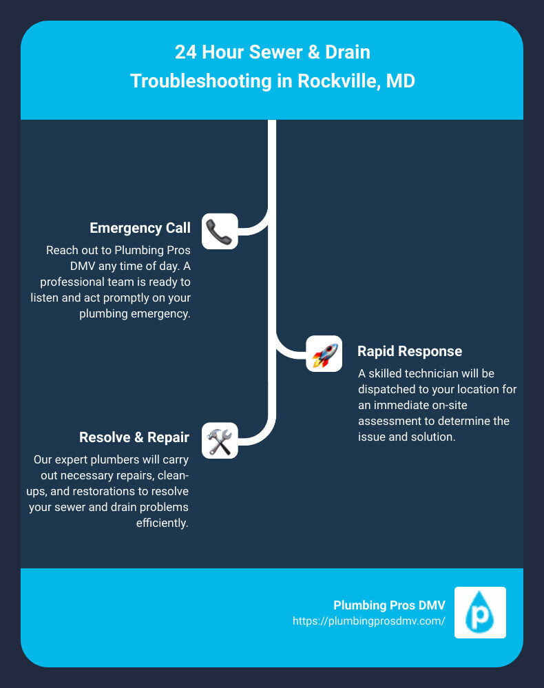 Diagram of common drain and sewer problems - 24 hour sewer and drain Rockville, MD infographic infographic-line-3-steps