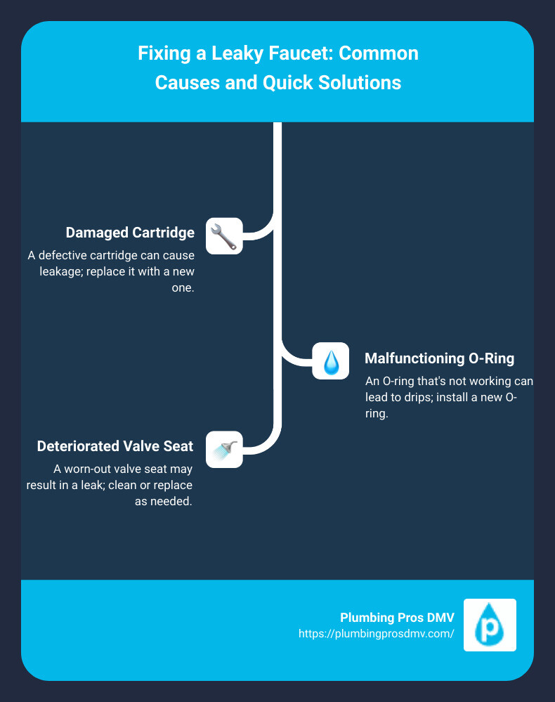 Common Causes of a Leaky Faucet - Leaky Faucet infographic infographic-line-3-steps Common Causes of a Leaky Faucet - Leaky Faucet infographic infographic-line-3-steps