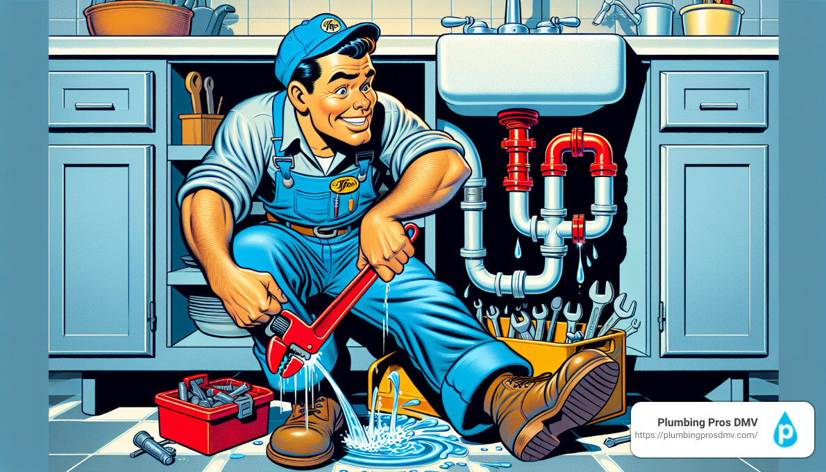plumber fixing a leaking pipe - plumber cost to fix leaking pipe