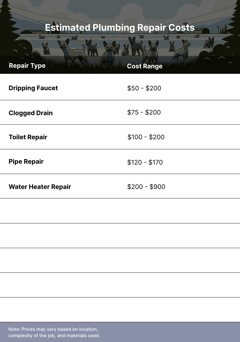 Plumbing Repair Cost Estimation - Plumbing repair costs infographic top-10-table