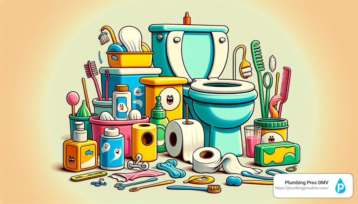 Non-flushable items causing toilet clogs - plumber Alexandria, VA clogged toilet