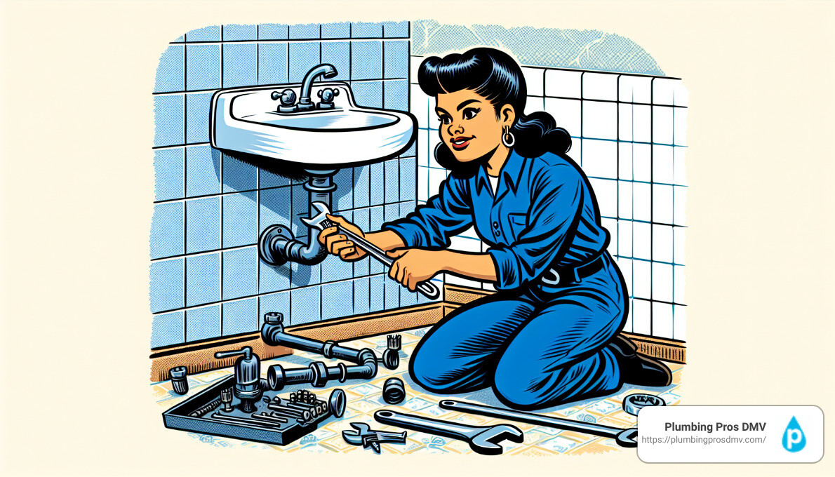 A plumber repairing a sink - plumbing repair companies Gaithersburg, MD A plumber repairing a sink - plumbing repair companies Gaithersburg, MD
